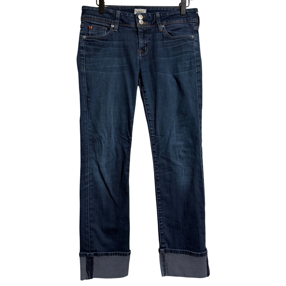 Hudson Ginny Crop Straight Jeans Dark Wash Wide Cuff WC215DMS Size 28